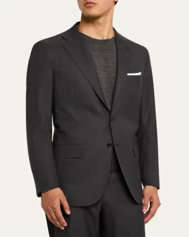 Kiton Men's Solid Wool-Silk Suit | Thumbnail 4 Kiton Men's Solid Wool-Silk Suit | Thumbnail 4