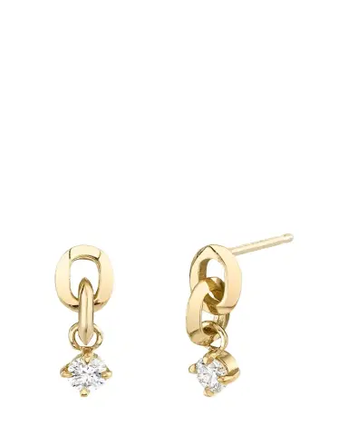 Lizzie Mandler Fine Jewelry Extra-Small Link Diamond Bottom Earring, Single | Thumbnail 1 Lizzie Mandler Fine Jewelry Extra-Small Link Diamond Bottom Earring, Single | Thumbnail 1