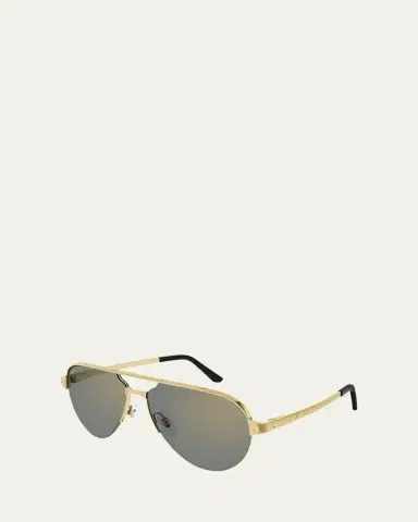 Cartier Men's Half-Rim Metal Aviator Sunglasses with Logo | Thumbnail 2 Cartier Men's Half-Rim Metal Aviator Sunglasses with Logo | Thumbnail 2