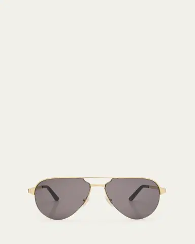 Cartier Men's Half-Rim Metal Aviator Sunglasses with Logo | Thumbnail 3 Cartier Men's Half-Rim Metal Aviator Sunglasses with Logo | Thumbnail 3