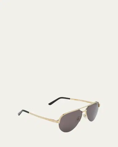 Cartier Men's Half-Rim Metal Aviator Sunglasses with Logo | Thumbnail 4 Cartier Men's Half-Rim Metal Aviator Sunglasses with Logo | Thumbnail 4