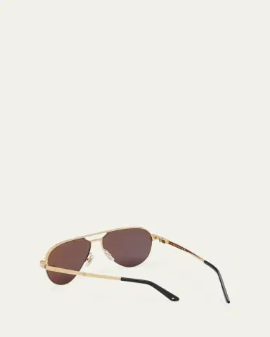Cartier Men's Half-Rim Metal Aviator Sunglasses with Logo | Thumbnail 5 Cartier Men's Half-Rim Metal Aviator Sunglasses with Logo | Thumbnail 5
