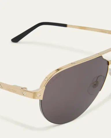 Cartier Men's Half-Rim Metal Aviator Sunglasses with Logo | Thumbnail 6 Cartier Men's Half-Rim Metal Aviator Sunglasses with Logo | Thumbnail 6