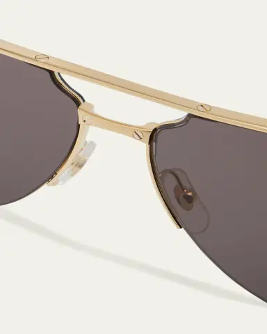 Cartier Men's Half-Rim Metal Aviator Sunglasses with Logo | Thumbnail 7 Cartier Men's Half-Rim Metal Aviator Sunglasses with Logo | Thumbnail 7