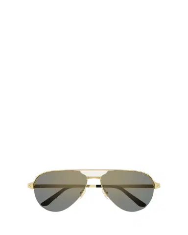 Cartier Men's Half-Rim Metal Aviator Sunglasses with Logo | Thumbnail 1 Cartier Men's Half-Rim Metal Aviator Sunglasses with Logo | Thumbnail 1