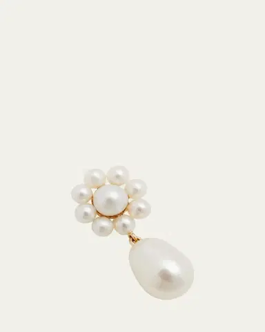 Sophie Bille Brahe Chambre de Fleur Freshwater Pearl Flower and Drop Earring in 14K Yellow Gold, Single | Thumbnail 3 Sophie Bille Brahe Chambre de Fleur Freshwater Pearl Flower and Drop Earring in 14K Yellow Gold, Single | Thumbnail 3