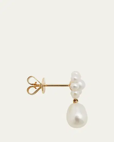 Sophie Bille Brahe Chambre de Fleur Freshwater Pearl Flower and Drop Earring in 14K Yellow Gold, Single | Thumbnail 4 Sophie Bille Brahe Chambre de Fleur Freshwater Pearl Flower and Drop Earring in 14K Yellow Gold, Single | Thumbnail 4