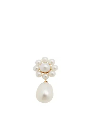 Sophie Bille Brahe Chambre de Fleur Freshwater Pearl Flower and Drop Earring in 14K Yellow Gold, Single | Thumbnail 1 Sophie Bille Brahe Chambre de Fleur Freshwater Pearl Flower and Drop Earring in 14K Yellow Gold, Single | Thumbnail 1