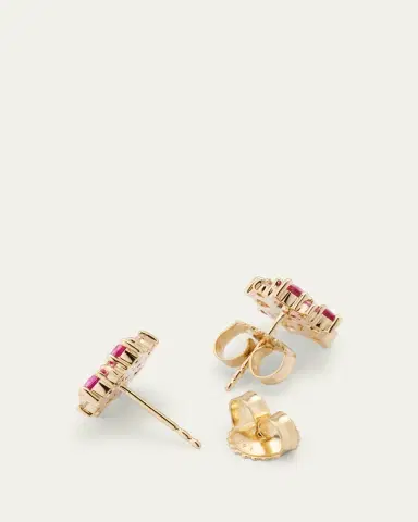 Sydney Evan 14k Diamond and Pink Sapphire Disc Stud Earrings | Thumbnail 4 Sydney Evan 14k Diamond and Pink Sapphire Disc Stud Earrings | Thumbnail 4