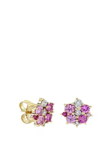 Sydney Evan 14k Diamond and Pink Sapphire Disc Stud Earrings | Thumbnail 1 Sydney Evan 14k Diamond and Pink Sapphire Disc Stud Earrings | Thumbnail 1