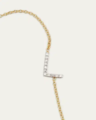 Zoe Lev Jewelry Diamond Asymmetrical Initial Necklace, L | Thumbnail 3 Zoe Lev Jewelry Diamond Asymmetrical Initial Necklace, L | Thumbnail 3