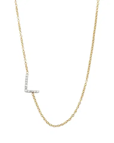 Zoe Lev Jewelry Diamond Asymmetrical Initial Necklace, L | Thumbnail 1 Zoe Lev Jewelry Diamond Asymmetrical Initial Necklace, L | Thumbnail 1