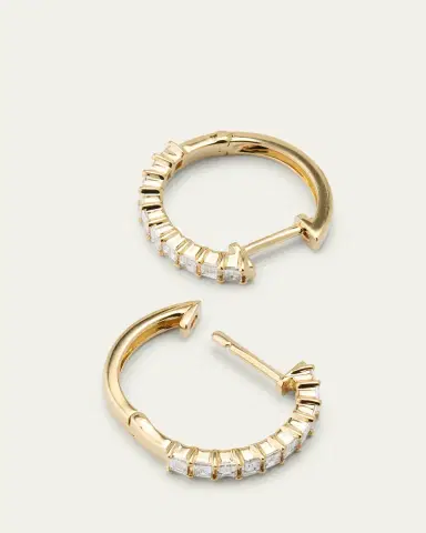 EF Collection 14K Prong Set Diamond Baguette Hoop Earrings | Thumbnail 4 EF Collection 14K Prong Set Diamond Baguette Hoop Earrings | Thumbnail 4