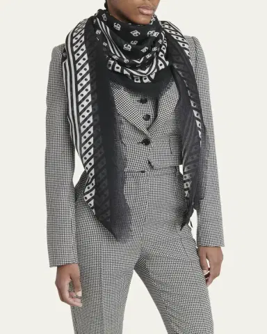 Dolce & Gabbana All-Over DG Print Silk & Cashmere Shawl | Thumbnail 3 Dolce & Gabbana All-Over DG Print Silk & Cashmere Shawl | Thumbnail 3