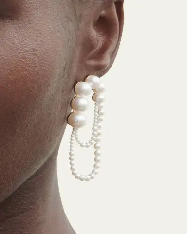 Sophie Bille Brahe 14K Yellow Gold Embrasse de Perle Graduating Freshwater Pearl Earring, Single (Left) | Thumbnail 2 Sophie Bille Brahe 14K Yellow Gold Embrasse de Perle Graduating Freshwater Pearl Earring, Single (Left) | Thumbnail 2