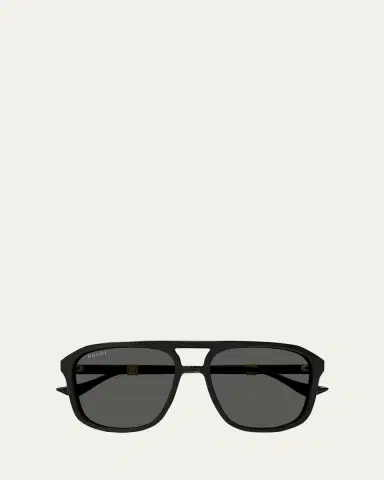 Gucci Men's Double-Bridge Acetate Aviator Sunglasses | Thumbnail 3 Gucci Men's Double-Bridge Acetate Aviator Sunglasses | Thumbnail 3