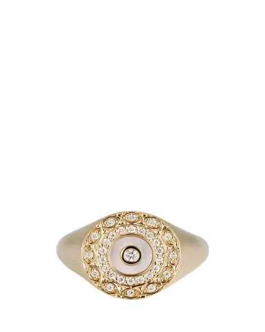 Sydney Evan Marquise Eye Border Stone Inlay Evil Eye Signet Ring | Thumbnail 1 Sydney Evan Marquise Eye Border Stone Inlay Evil Eye Signet Ring | Thumbnail 1