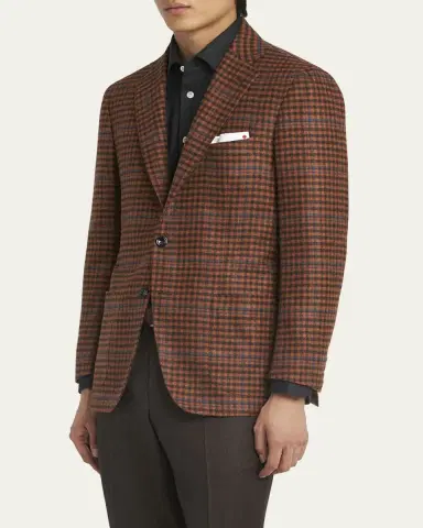 Kiton Men's Cashmere-Wool Check Sport Coat | Thumbnail 4 Kiton Men's Cashmere-Wool Check Sport Coat | Thumbnail 4