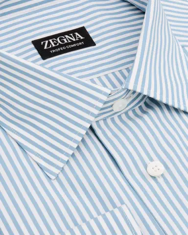 ZEGNA Men's Trofeo Cotton Stripe Dress Shirt | Thumbnail 2 ZEGNA Men's Trofeo Cotton Stripe Dress Shirt | Thumbnail 2