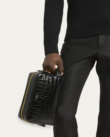 TOM FORD Men's Crocodile-Print Leather Toiletry Case | Thumbnail 2 TOM FORD Men's Crocodile-Print Leather Toiletry Case | Thumbnail 2
