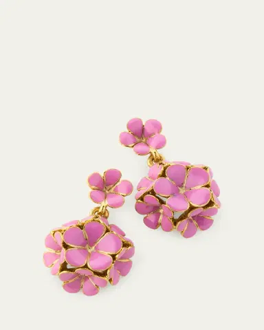 Oscar de la Renta Enamel Flower Pompon Earrings | Thumbnail 3 Oscar de la Renta Enamel Flower Pompon Earrings | Thumbnail 3