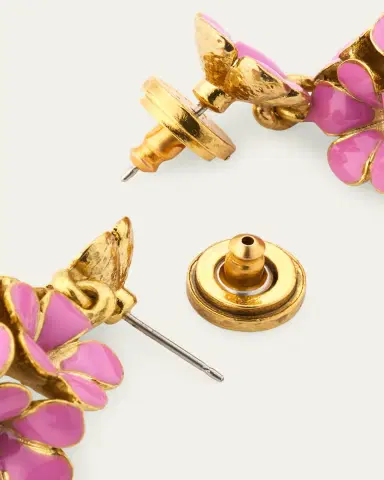 Oscar de la Renta Enamel Flower Pompon Earrings | Thumbnail 4 Oscar de la Renta Enamel Flower Pompon Earrings | Thumbnail 4