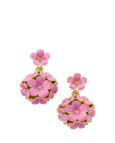 Oscar de la Renta Enamel Flower Pompon Earrings | Thumbnail 1 Oscar de la Renta Enamel Flower Pompon Earrings | Thumbnail 1