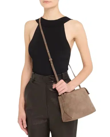 Khaite Lina Medium Suede Crossbody Bag | Thumbnail 1 Khaite Lina Medium Suede Crossbody Bag | Thumbnail 1