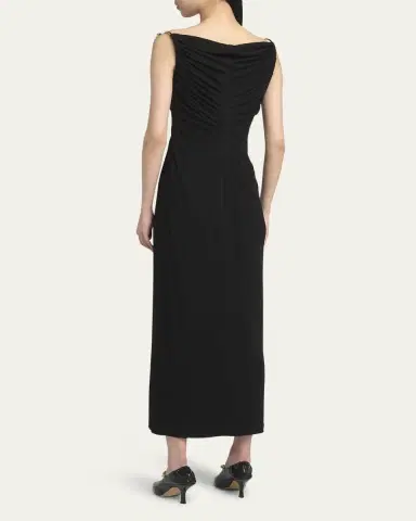 Bottega Veneta Matte Crepe Jersey Midi Dress with Embellished Hardware Straps | Thumbnail 3 Bottega Veneta Matte Crepe Jersey Midi Dress with Embellished Hardware Straps | Thumbnail 3