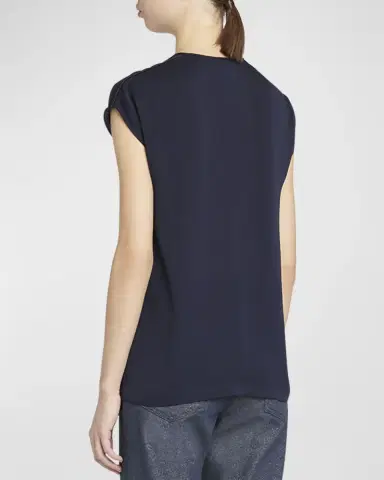 Giorgio Armani Silk Georgette Blouse with Fringe Tie Neck Detail | Thumbnail 2 Giorgio Armani Silk Georgette Blouse with Fringe Tie Neck Detail | Thumbnail 2