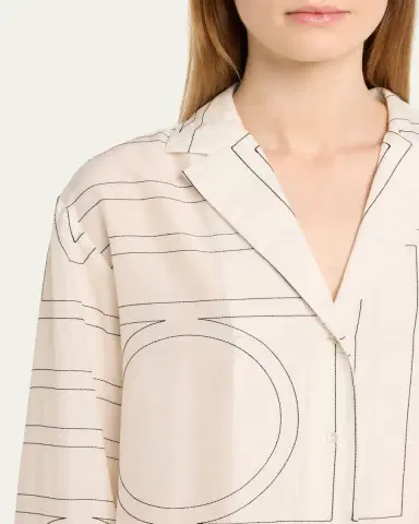 TOTEME Monogram Cotton PJ Top | Thumbnail 4 TOTEME Monogram Cotton PJ Top | Thumbnail 4