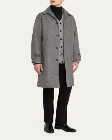 OFFICINE GÉNÉRALE Men's Hudson Cavalry Twill Overcoat | Thumbnail 4 OFFICINE GÉNÉRALE Men's Hudson Cavalry Twill Overcoat | Thumbnail 4