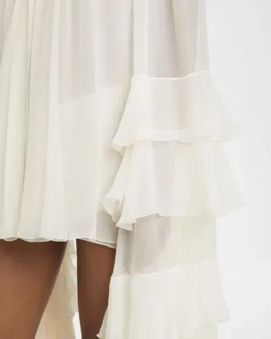Chloé Draped Ruffle Sleeve Silk Mousseline Ruffle Mini Dress | Thumbnail 5 Chloé Draped Ruffle Sleeve Silk Mousseline Ruffle Mini Dress | Thumbnail 5