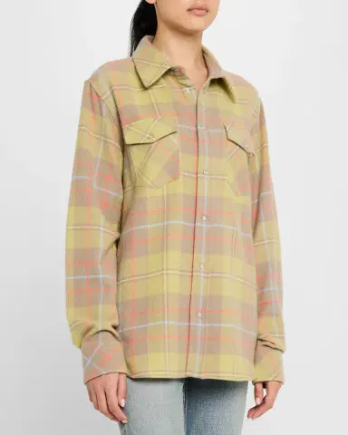 God 's True Cashmere Earth Tartan Cashmere Button Down Shirt | Thumbnail 4 God 's True Cashmere Earth Tartan Cashmere Button Down Shirt | Thumbnail 4