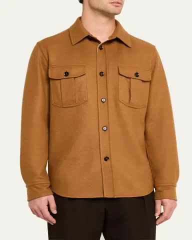 Brioni Men's Wool and Cashmere Double-Face Overshirt | Thumbnail 4 Brioni Men's Wool and Cashmere Double-Face Overshirt | Thumbnail 4