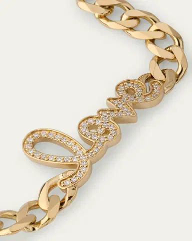 Sydney Evan 14K Yellow Gold and Diamond Love Script Curb Link Chain Bracelet | Thumbnail 2 Sydney Evan 14K Yellow Gold and Diamond Love Script Curb Link Chain Bracelet | Thumbnail 2