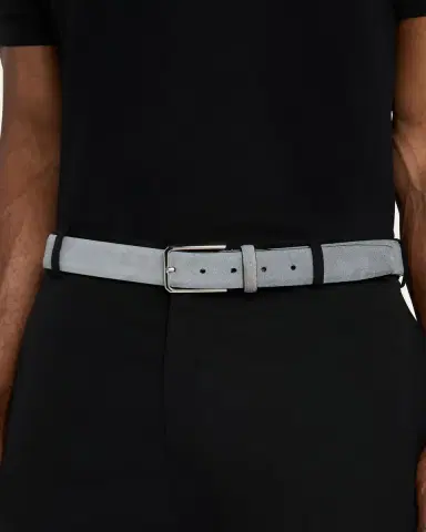 Santoni Men's Suede Rectangle-Buckle Belt | Thumbnail 2 Santoni Men's Suede Rectangle-Buckle Belt | Thumbnail 2