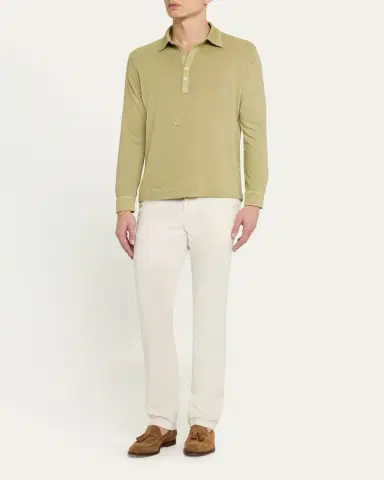 Massimo Alba Men's Raya Linen and Cotton Long-Sleeve Polo Shirt | Thumbnail 2 Massimo Alba Men's Raya Linen and Cotton Long-Sleeve Polo Shirt | Thumbnail 2
