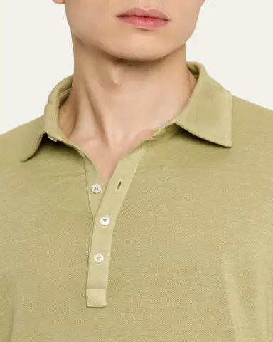 Massimo Alba Men's Raya Linen and Cotton Long-Sleeve Polo Shirt | Thumbnail 9 Massimo Alba Men's Raya Linen and Cotton Long-Sleeve Polo Shirt | Thumbnail 9