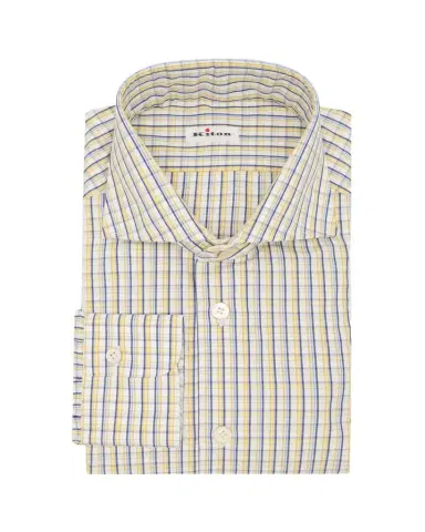 Kiton Men's Cotton Graph Check Dress Shirt | Thumbnail 1 Kiton Men's Cotton Graph Check Dress Shirt | Thumbnail 1