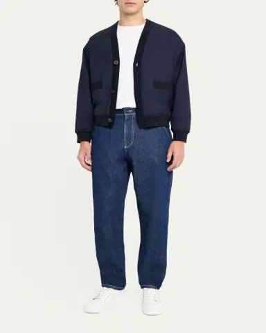 KNT Men's Contrast-Stitch Raw Denim Jeans | Thumbnail 2 KNT Men's Contrast-Stitch Raw Denim Jeans | Thumbnail 2