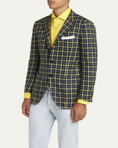 Kiton Men's Cashmere-Blend Check Sport Coat | Thumbnail 4 Kiton Men's Cashmere-Blend Check Sport Coat | Thumbnail 4