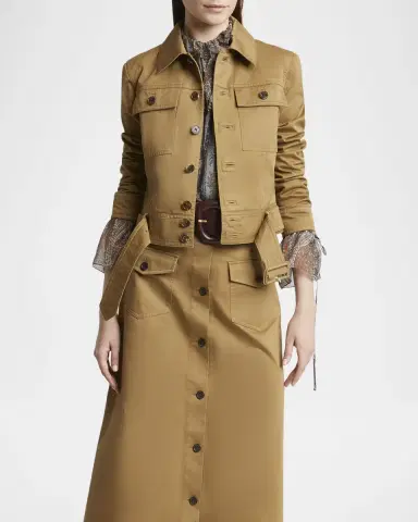 Saint Laurent Collared Button Down Belted Jacket | Thumbnail 7 Saint Laurent Collared Button Down Belted Jacket | Thumbnail 7