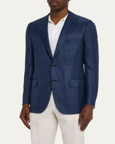 Kiton Men's Tonal Windowpane Sport Coat | Thumbnail 4 Kiton Men's Tonal Windowpane Sport Coat | Thumbnail 4