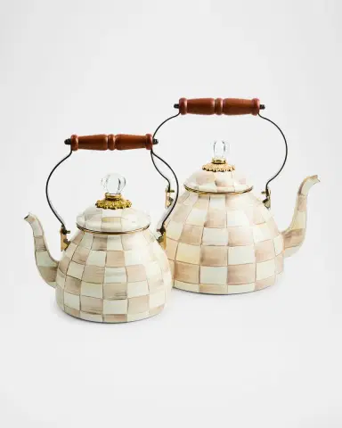 MacKenzie-Childs Mocha Check Tea Kettle, 3 Quarts | Thumbnail 3 MacKenzie-Childs Mocha Check Tea Kettle, 3 Quarts | Thumbnail 3