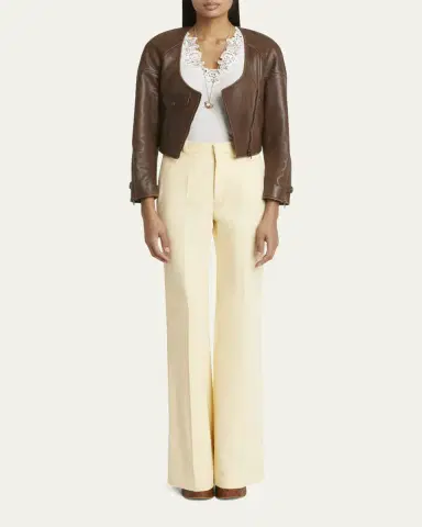 Chloé Cropped Asymmetric Leather Jacket | Thumbnail 2 Chloé Cropped Asymmetric Leather Jacket | Thumbnail 2