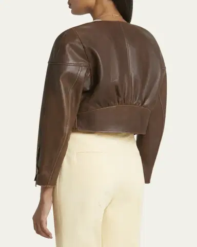 Chloé Cropped Asymmetric Leather Jacket | Thumbnail 3 Chloé Cropped Asymmetric Leather Jacket | Thumbnail 3