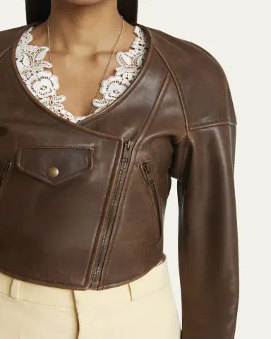 Chloé Cropped Asymmetric Leather Jacket | Thumbnail 5 Chloé Cropped Asymmetric Leather Jacket | Thumbnail 5
