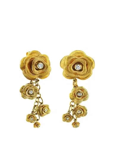 Sydney Evan 14K Yellow Gold Rose Charm Diamond Earrings | Thumbnail 1 Sydney Evan 14K Yellow Gold Rose Charm Diamond Earrings | Thumbnail 1