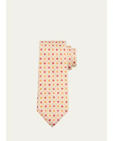Petronius 1926 Men's Diamond-Print Linen Tie | Thumbnail 1 Petronius 1926 Men's Diamond-Print Linen Tie | Thumbnail 1